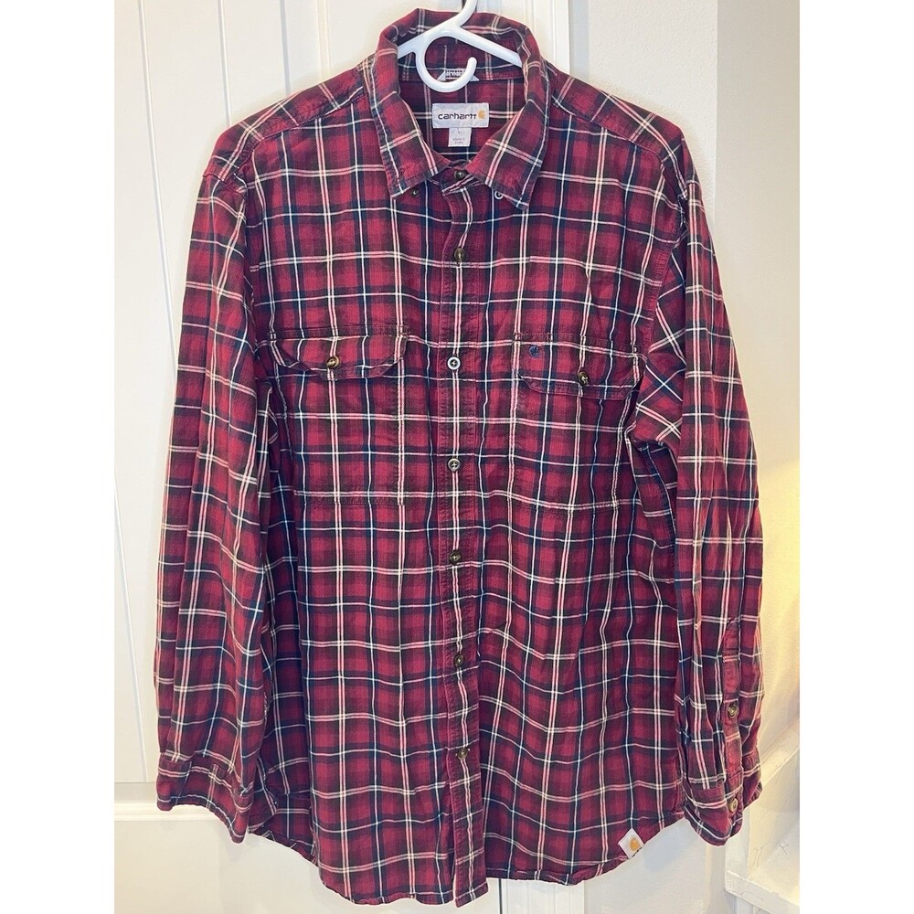 Men's Carhartt Relaxed Fit Long Sleeve Button Up - Size L